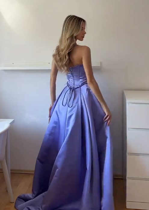 Gorgeous Purple Prom Dress A-Line Satin Long Evening Dress ED11665