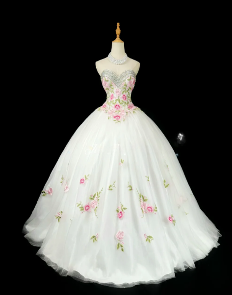Pretty A-Line Long Wedding Dress White Bridal Dress Tulle Bridal Dress ED11671