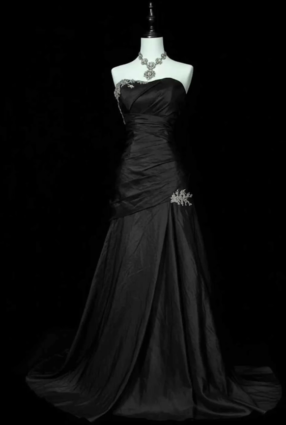 Charming Strapless A-Line Satin Long Evening Dress Burgundy Prom Dress ED11681