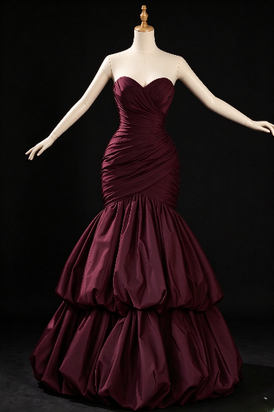 Charming Sweetheart Mermaid Satin Long Evening Dress Grape Prom Dress ED11683