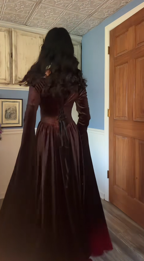 Gorgeous Off-shoulder A-Line Velvet Long Evening Dress Brown Prom Dress ED11703