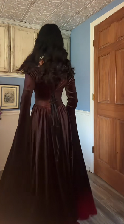 Gorgeous Off-shoulder A-Line Velvet Long Evening Dress Brown Prom Dress ED11703