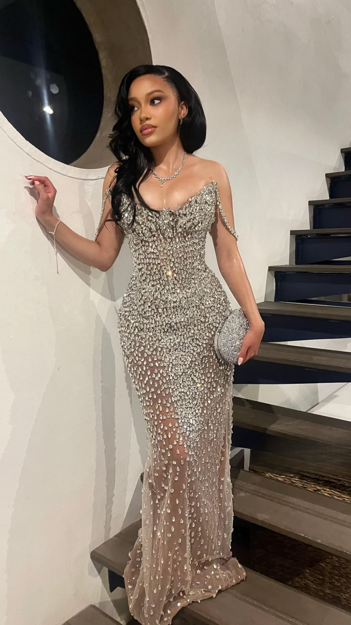 Fashion Sweetheart Sheath Tulle Long Evening Dress Champagne Prom Dress ED11716
