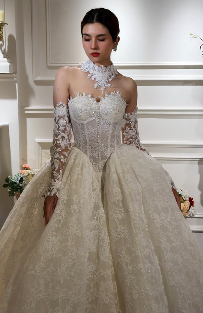 Timeless Sweetheart White Bridal Gown A-Line Lace Long Wedding Dress ED11727