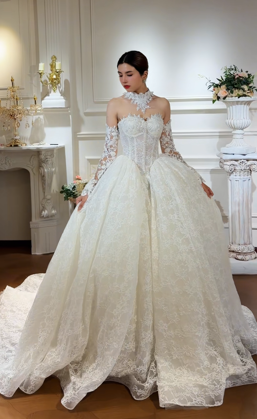 Timeless Sweetheart White Bridal Gown A-Line Lace Long Wedding Dress ED11727