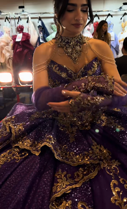 Märchenhaftes Ballkleid für Quinceanera, Tüll-Applikationen, Geburtstagskleid, lila Sweet 16 Kleid ED11734