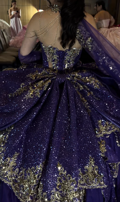 Märchenhaftes Ballkleid für Quinceanera, Tüll-Applikationen, Geburtstagskleid, lila Sweet 16 Kleid ED11734
