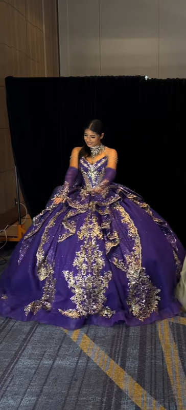 Märchenhaftes Ballkleid für Quinceanera, Tüll-Applikationen, Geburtstagskleid, lila Sweet 16 Kleid ED11734