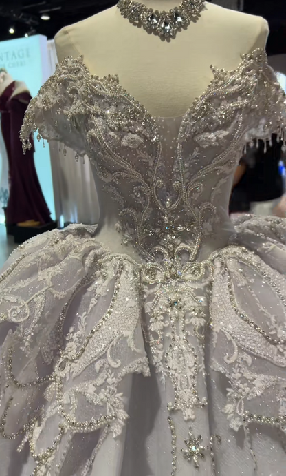 Feenhaftes Ballkleid Quinceanera-Kleid Tüll Applikation Geburtstagskleid Hellviolett Sweet 16 Kleid ED11738