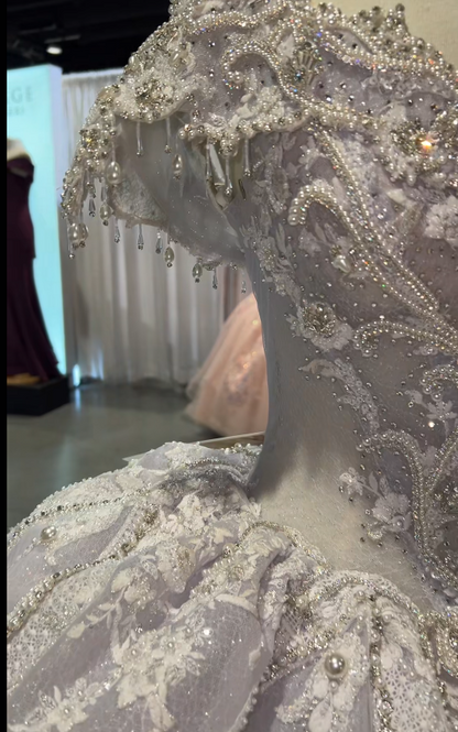Feenhaftes Ballkleid Quinceanera-Kleid Tüll Applikation Geburtstagskleid Hellviolett Sweet 16 Kleid ED11738