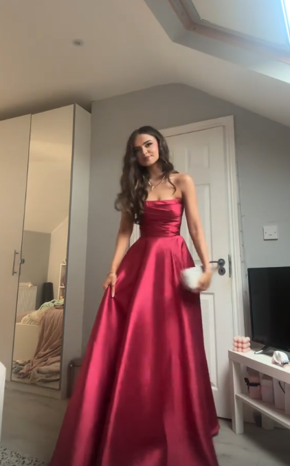 Gorgeous Strapless A-line Satin Long Evening Dress Burgundy Prom Dress ED11755