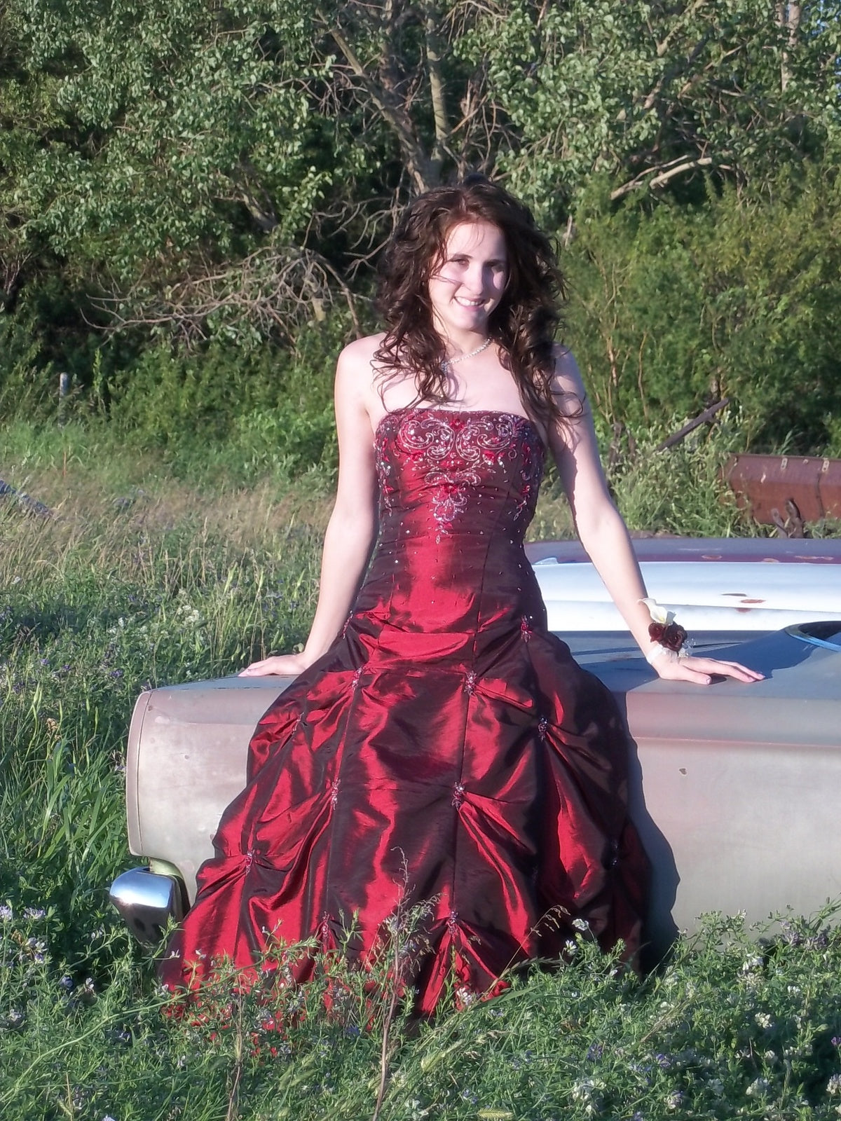 Gorgeous Strapless A-line Satin Long Evening Dress Red Prom Dress ED11757