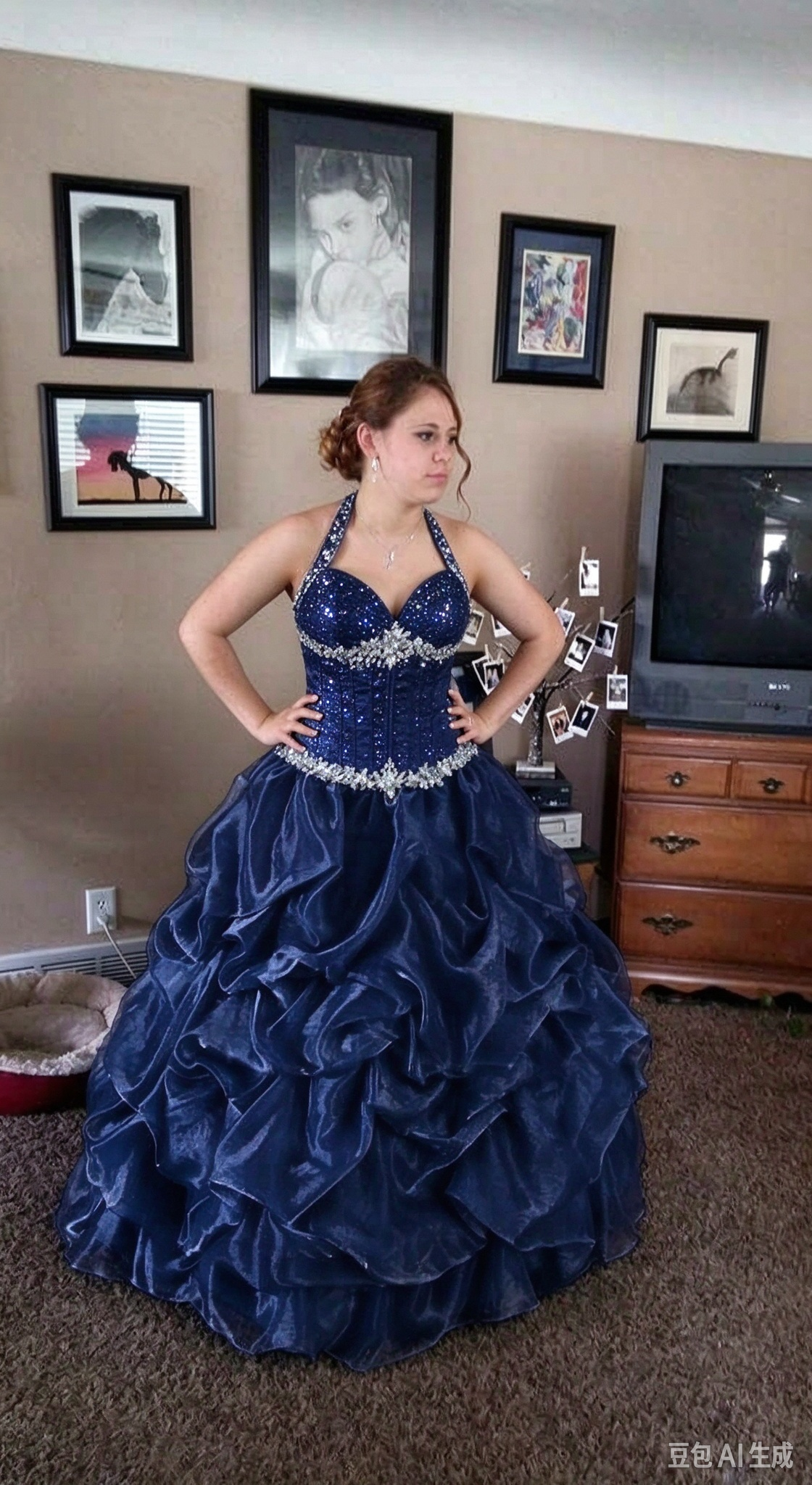 Robe de bal chic turquoise, coupe trapèze, longue en satin – ED11817