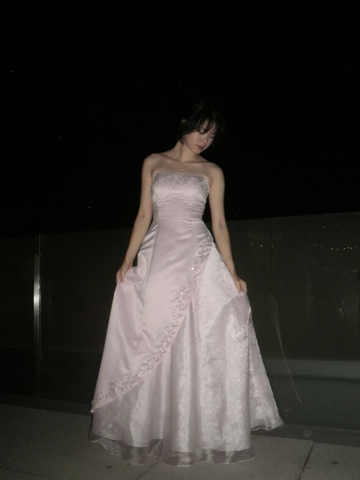 Robe de bal rose chic, bustier, coupe trapèze, longue en tulle pour soirée ED11820