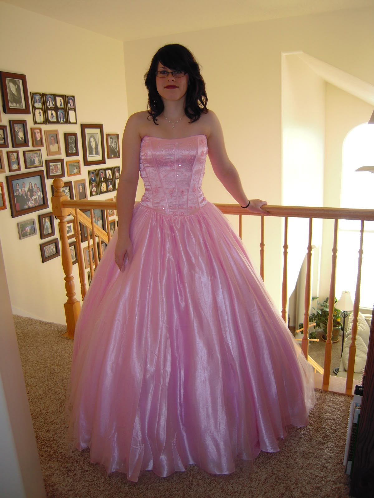 Robe de bal rose chic, bustier, coupe trapèze, longue en tulle pour soirée ED11821