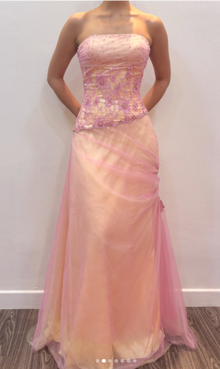 Magnifique robe de bal rose à bretelles, coupe fourreau, longue et en tulle — robe de soirée ED11829