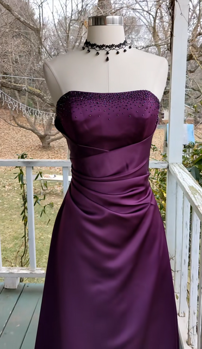Robe de bal Glam Grape bustier fourreau en satin longue robe de soirée ED11842