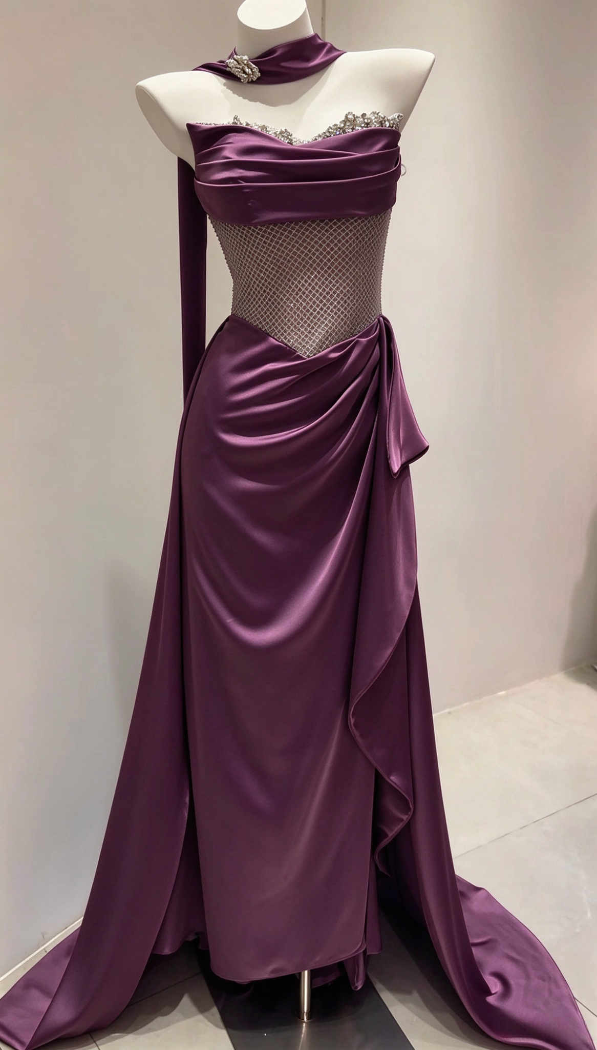 Robe de bal fourreau bleu pâle en satin, robe de soirée longue ED11858