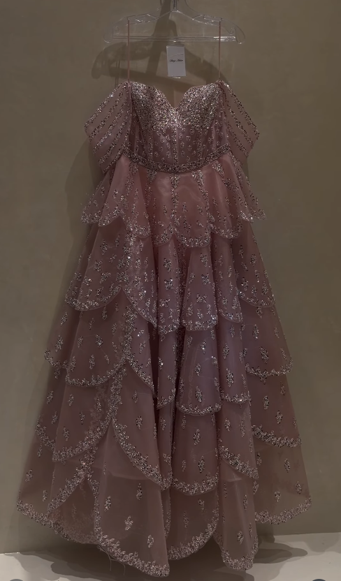 Gorgeous A-Line Tulle Long Evening Dress Giltter Pink Prom Dress ED11876