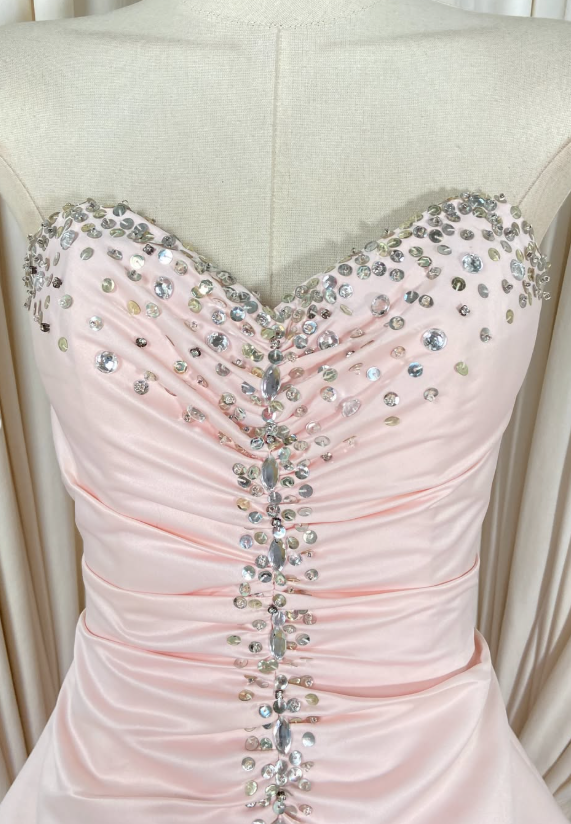 Cute A-Line Satin Long Evening Dress Pink Prom Dress ED11880