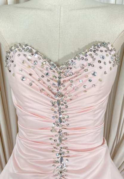 Cute A-Line Satin Long Evening Dress Pink Prom Dress ED11880