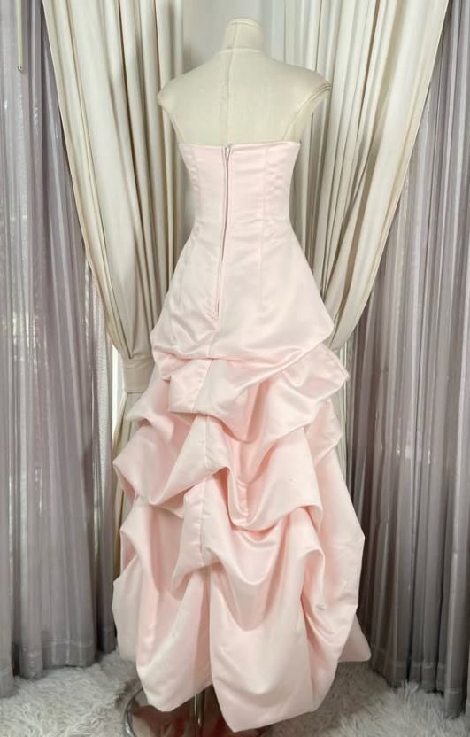Cute A-Line Satin Long Evening Dress Pink Prom Dress ED11880