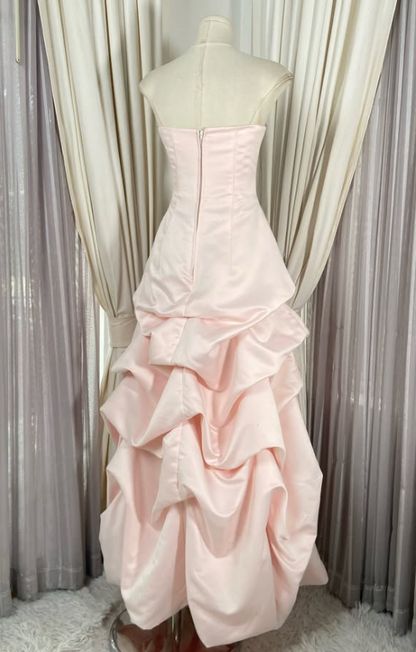 Cute A-Line Satin Long Evening Dress Pink Prom Dress ED11880
