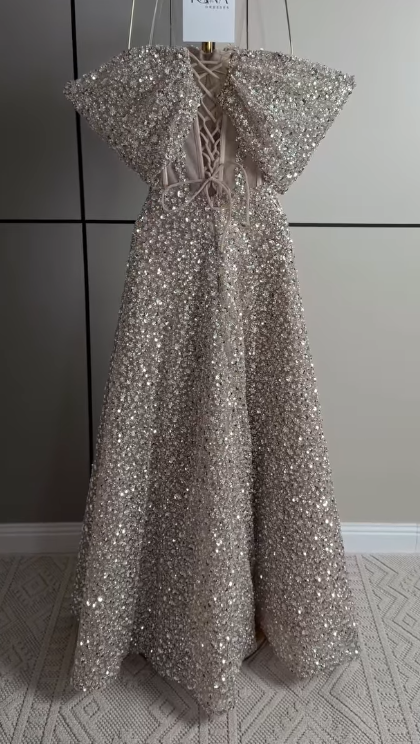 Cute A-Line Sequins Tulle Long Evening Dress Pink Prom Dress ED11882