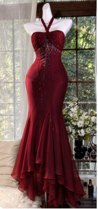Pretty Sheath Beaded Chiffon Long Evening Dress Pale Blue Prom Dress ED11892