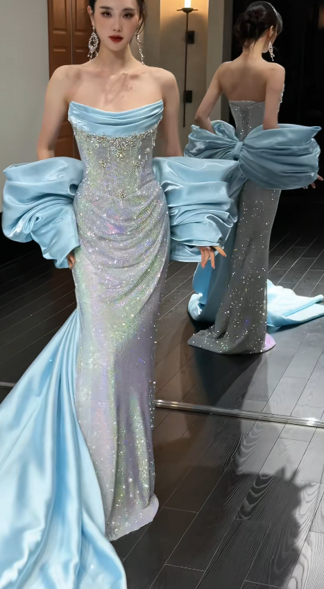 Chic Sheath Sequins Long Evening Dress Silver Prom Dress ED11894