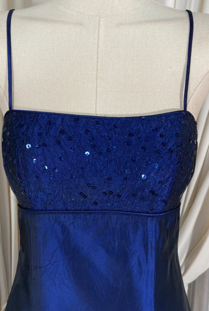 Gorgeous A-Line Satin Long Evening Dress Blue Prom Dress ED11900