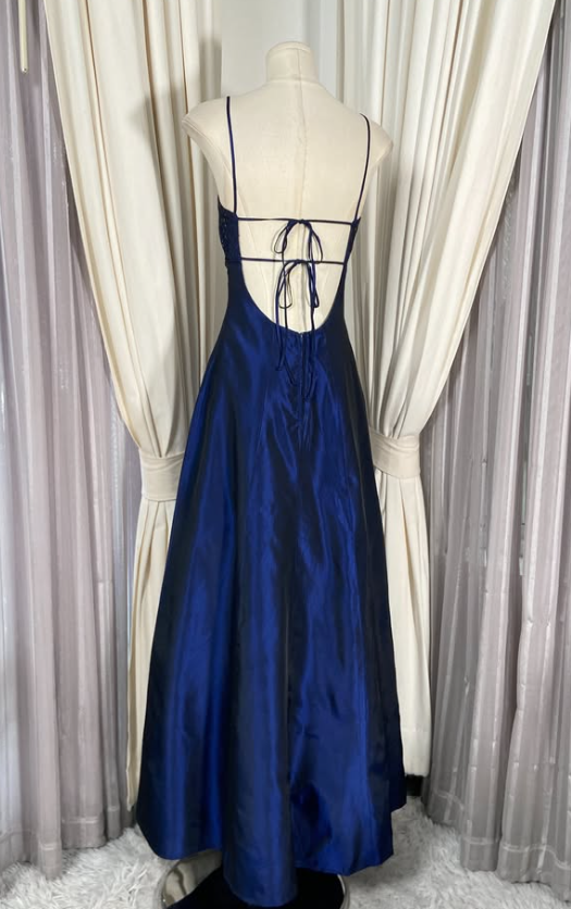 Gorgeous A-Line Satin Long Evening Dress Blue Prom Dress ED11900