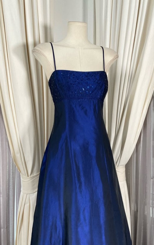 Gorgeous A-Line Satin Long Evening Dress Blue Prom Dress ED11900