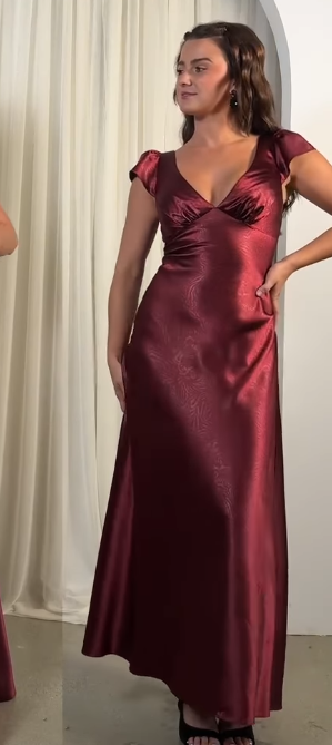 Gorgeous Sheath Satin Long Evening Dress Burgundy Prom Dress ED11905