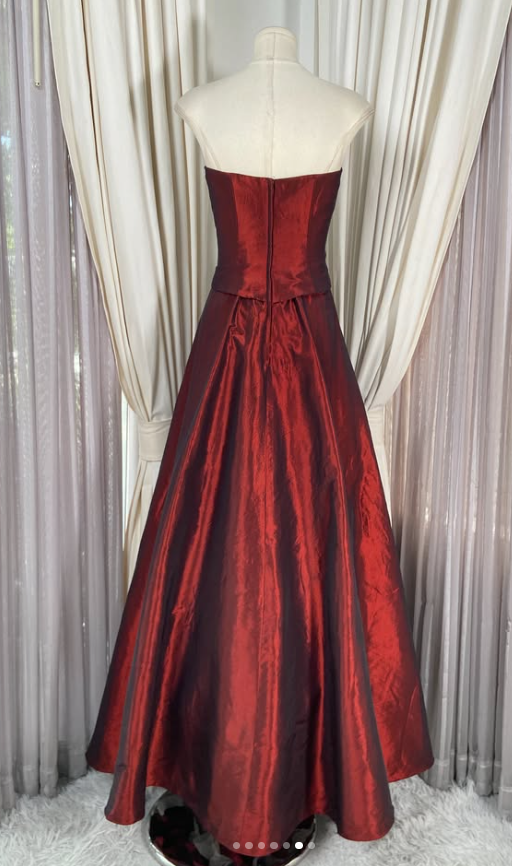 Gorgeous Strapless A-Line Satin Long Evening Dress Red Prom Dress ED11908