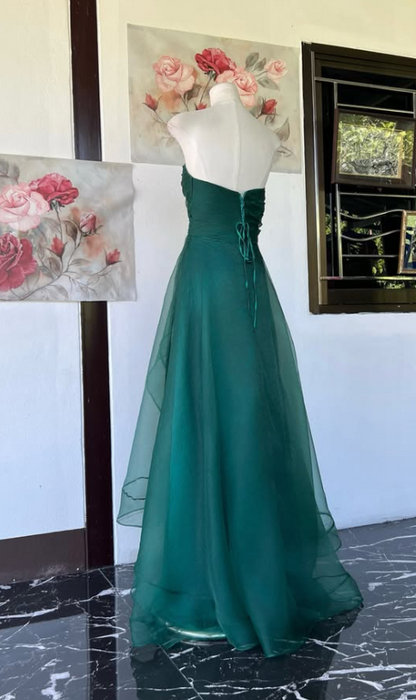 Gorgeoue A-Line Tulle Long Evening Dress Dark Green Prom Dress ED11917