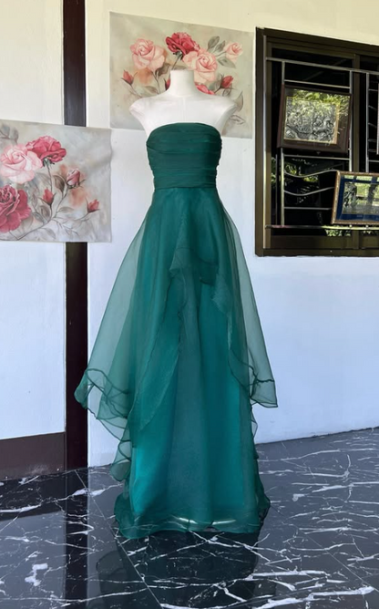 Gorgeoue A-Line Tulle Long Evening Dress Dark Green Prom Dress ED11917