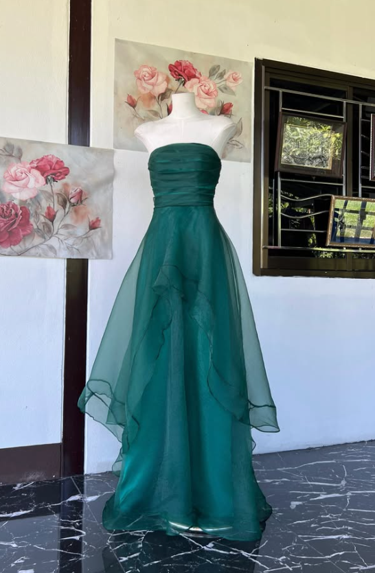 Gorgeoue A-Line Tulle Long Evening Dress Dark Green Prom Dress ED11917
