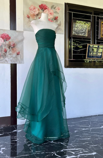 Gorgeoue A-Line Tulle Long Evening Dress Dark Green Prom Dress ED11917