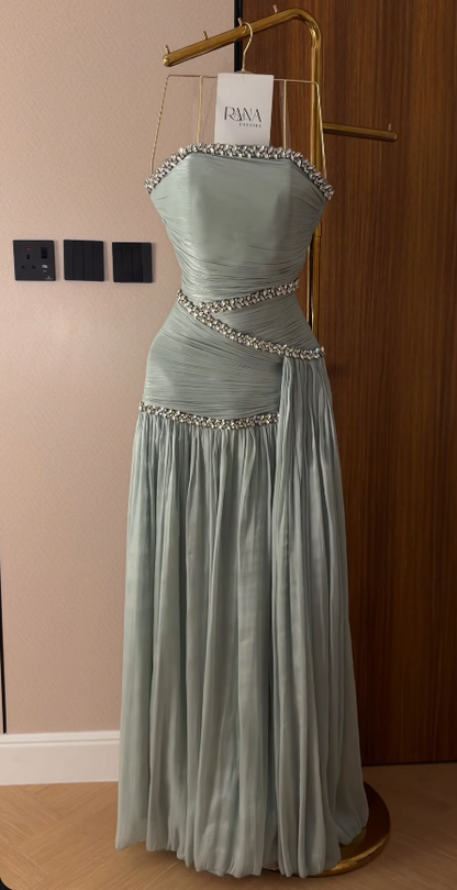 Gorgeoue A-Line Chiffon Long Evening Dress Mint Green Prom Dress ED11918