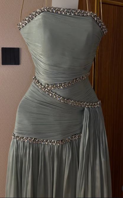 Gorgeoue A-Line Chiffon Long Evening Dress Mint Green Prom Dress ED11918