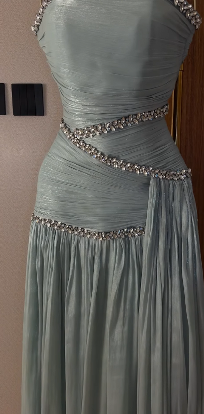 Gorgeoue A-Line Chiffon Long Evening Dress Mint Green Prom Dress ED11918