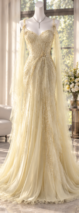 Pretty Sheath Chiffon Beaded Long Evening Dress Yellow Prom Dress ED11922