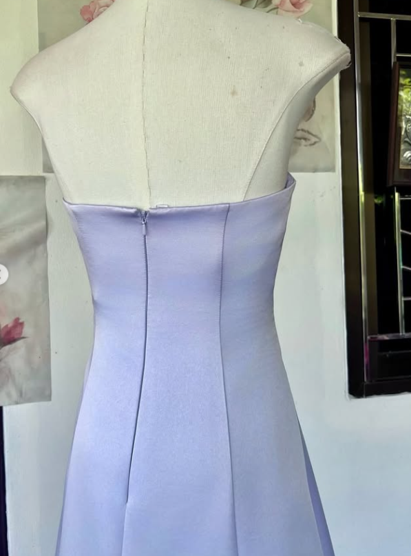 Pretty Sheath Satin Long Evening Dress Purple Prom Dress ED11927