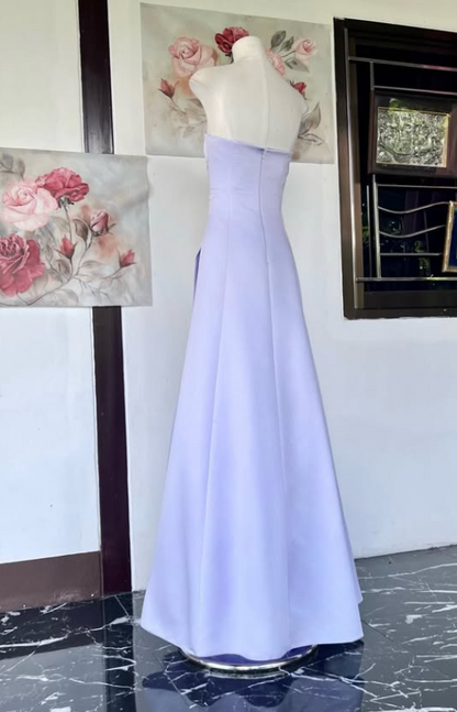 Pretty Sheath Satin Long Evening Dress Purple Prom Dress ED11927