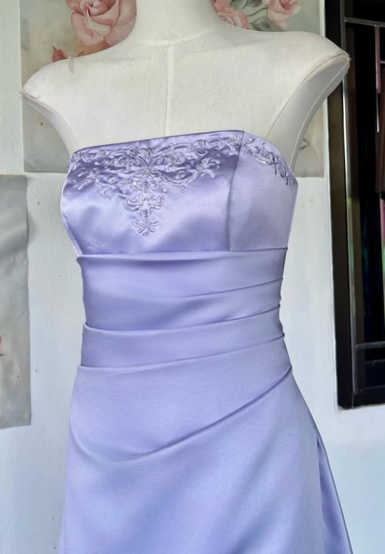 Pretty Sheath Satin Long Evening Dress Purple Prom Dress ED11927