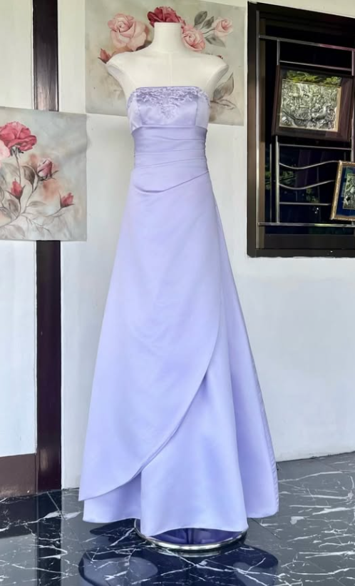 Pretty Sheath Satin Long Evening Dress Purple Prom Dress ED11927