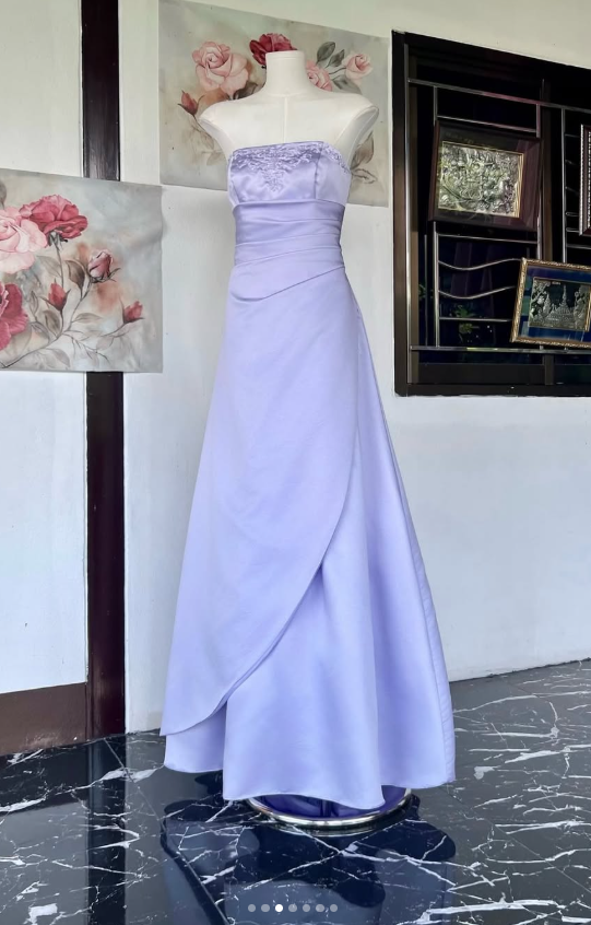 Pretty Sheath Satin Long Evening Dress Purple Prom Dress ED11927