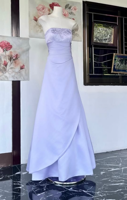 Pretty Sheath Satin Long Evening Dress Purple Prom Dress ED11927