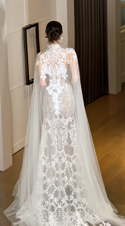 Pretty Sheath Lace Wedding Dress White Bridal Gown ED11929